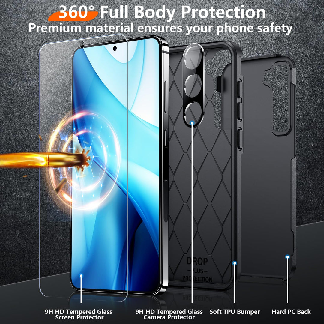 Red2Fire Designed for Samsung Galaxy A16 5G Case, [Military Grade Drop Protection] Non-Slip Heavy Duty Full Body Shockproof Protection Phone Case Galaxy A16 5G Case,Black - DOKUTRONIX