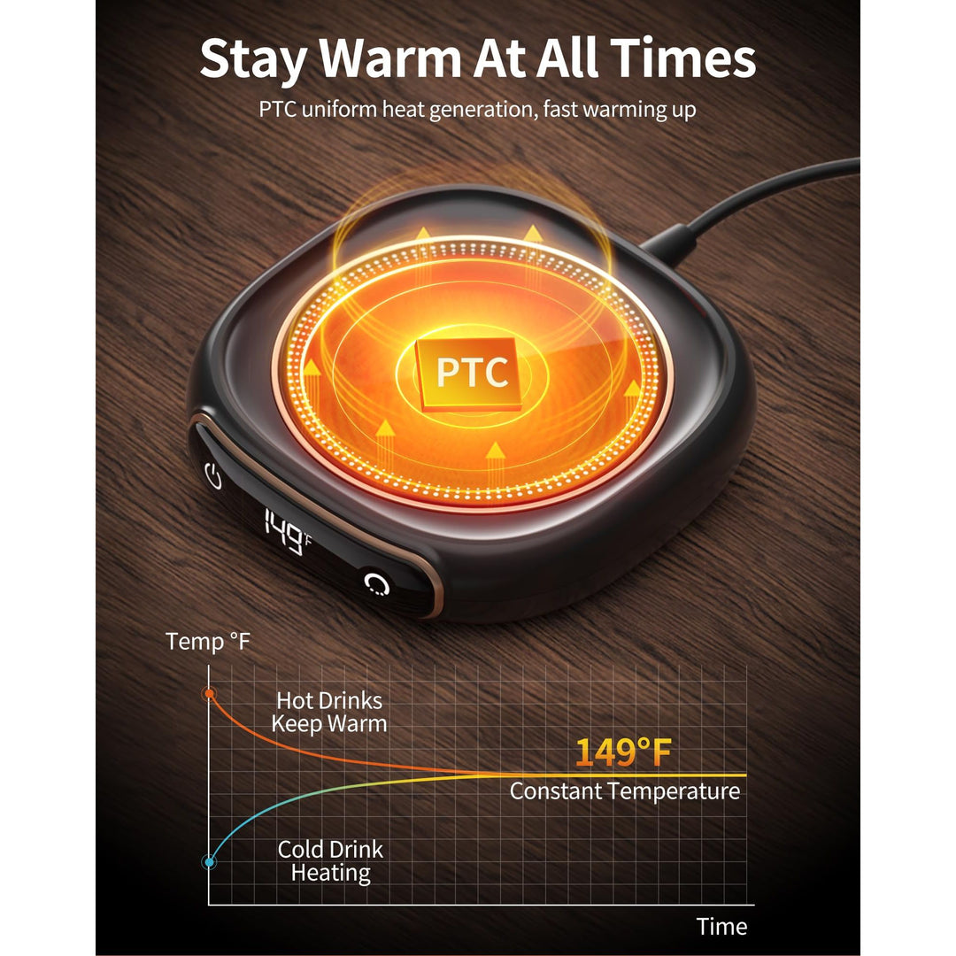 Lerat Smart Mug Warmer: Temp Control & Auto Shutoff