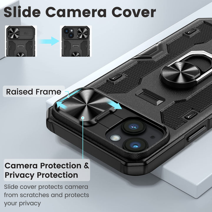 Caka iPhone 14 Plus Case – Belt-Clip Holster, Slide Camera Cover & 360° Stand (Green)