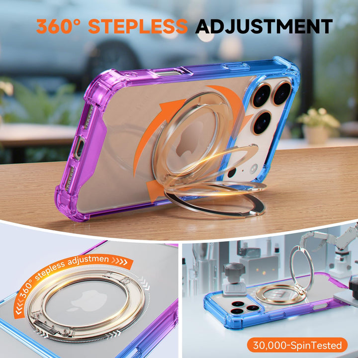 MagSafe Clear Ring Stand Case for iPhone 17 Pro Max – Blue/Purple