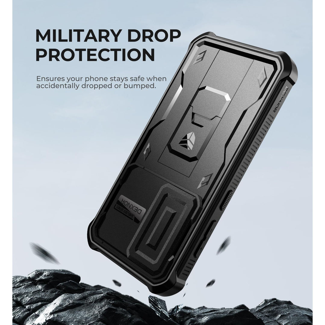 Dexnor for Samsung Galaxy S24 Case with Built-in Slide Camera Cover & Screen Protector & Kickstand, Heavy-Duty Shockproof Rugged Case Full-Body Bumper Protective Cover for Galaxy S24 (2024),Black - DOKUTRONIX