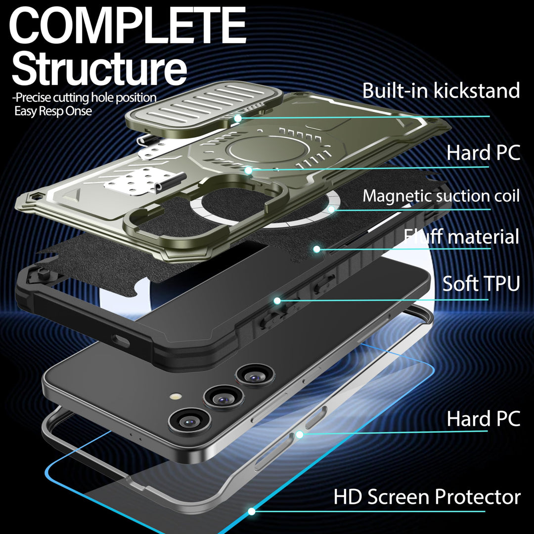 FITO for Samsung Galaxy A15 Case with Screen Protector, Military Grade Shockproof Phone Case with Camera Cover and Kickstand (Black) - DOKUTRONIX