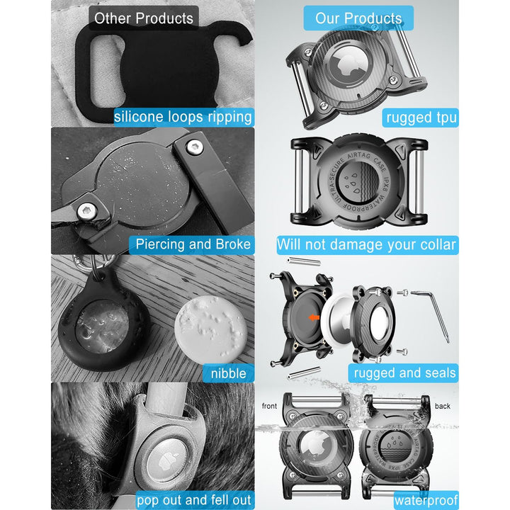 ONEONTA Waterproof AirTag Dog Collar Holder – TPU & Metal - DOKUTRONIX