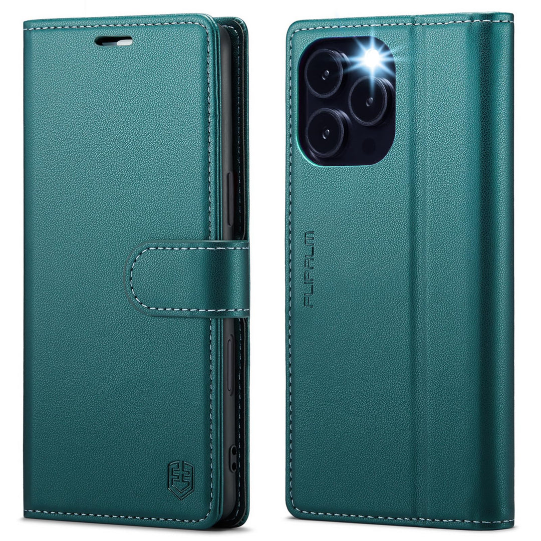 iPhone 16 Pro RFID Wallet Case - Purple Flip Cover