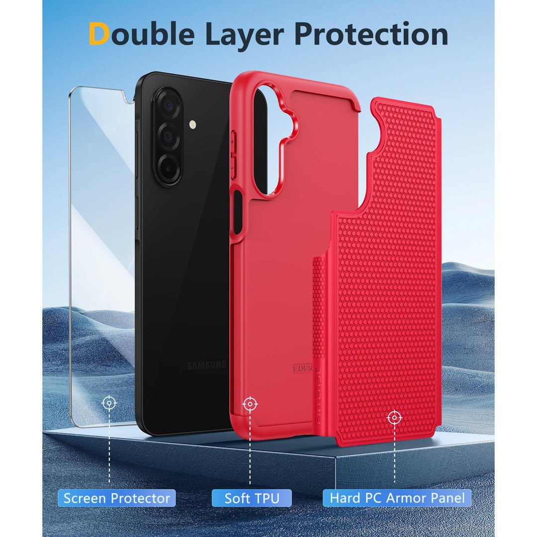 FNTCASE for Samsung Galaxy A14 5G Case: Dual Layer Protective Heavy Duty Cell Phone Cover Shockproof Rugged with Non Slip Textured Back - Military Protection Bumper Tough - 2023, 6.6inch (Matte Black) - DOKUTRONIX