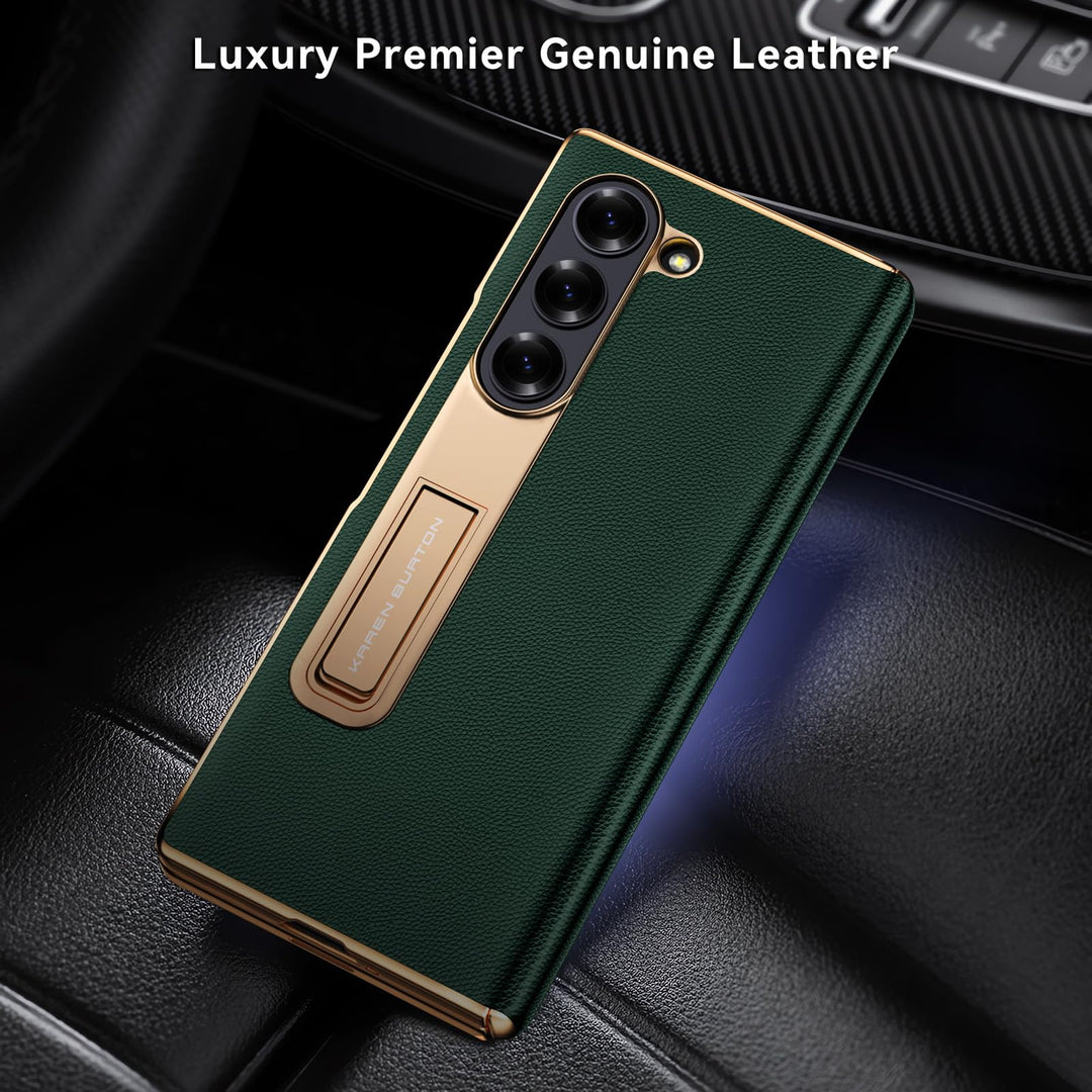 Galaxy ZFold 6 Luxe Leather Shield Case - Green