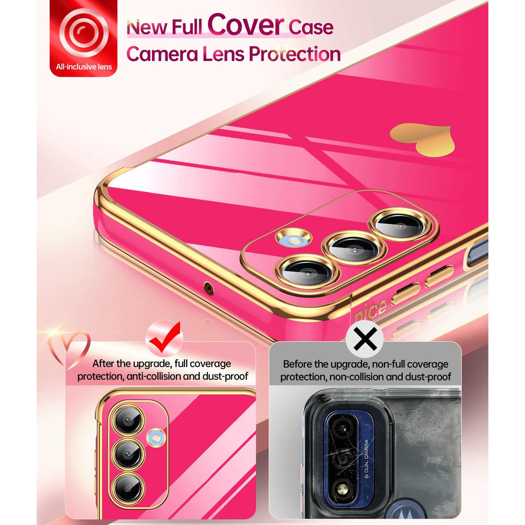 LeYi for Samsung Galaxy A15 5G Case: with Tempered Glass Screen Protector [2 Pcs]+ Full Camera Lens Protection,Love Heart Plating Girly Cute Luxury Shockproof Case, Cute Present for Mom, Dark Purple - DOKUTRONIX