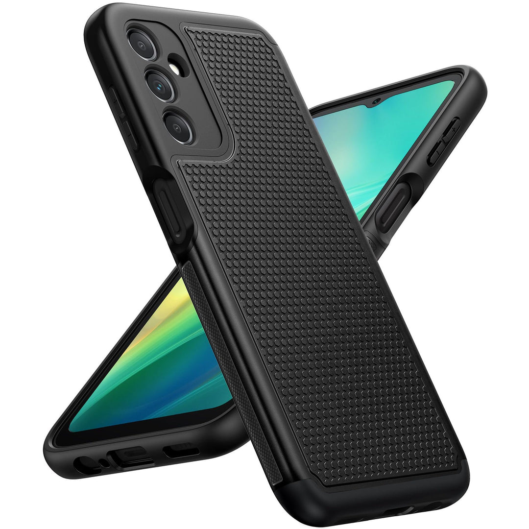 FNTCASE for Samsung Galaxy A14 5G Case: Dual Layer Protective Heavy Duty Cell Phone Cover Shockproof Rugged with Non Slip Textured Back - Military Protection Bumper Tough - 2023, 6.6inch (Matte Black) - DOKUTRONIX