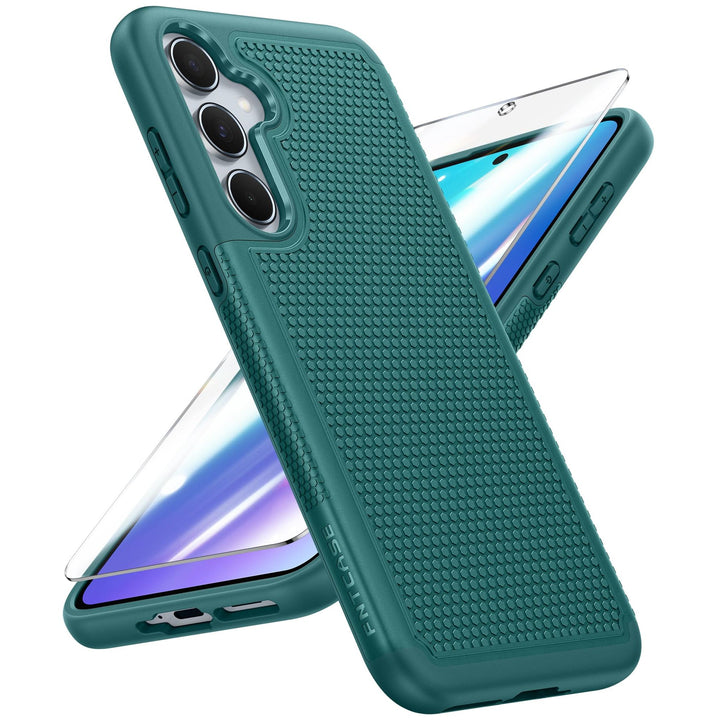 FNTCASE for Samsung Galaxy A14 5G Case: Dual Layer Protective Heavy Duty Cell Phone Cover Shockproof Rugged with Non Slip Textured Back - Military Protection Bumper Tough - 2023, 6.6inch (Matte Black) - DOKUTRONIX