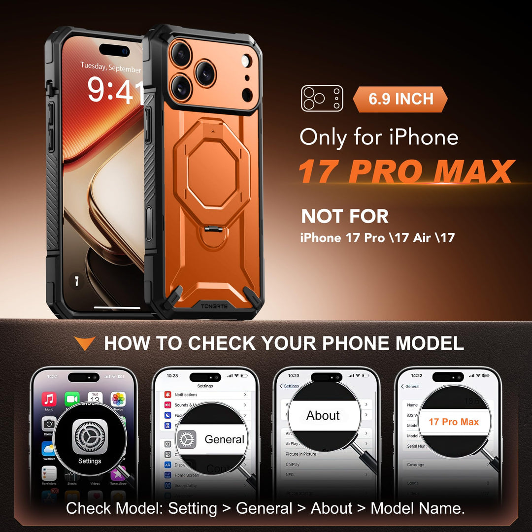 TONGATE 360° MagSafe Armor Case w/ Privacy & Camera Guard