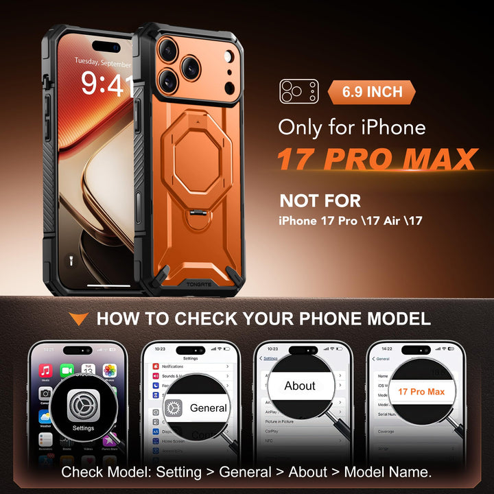 TONGATE 360° MagSafe Armor Case w/ Privacy & Camera Guard