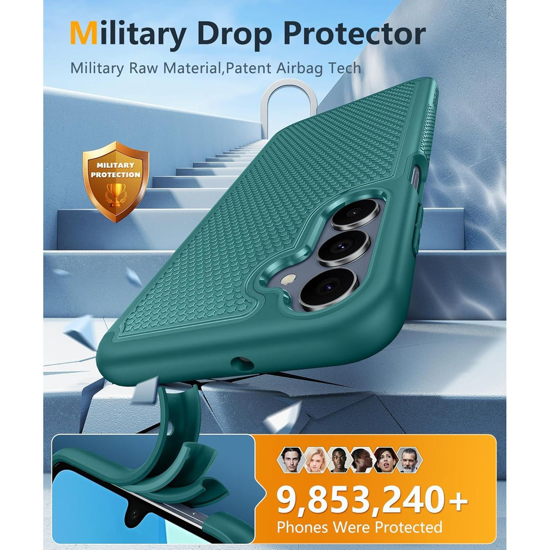 FNTCASE for Samsung Galaxy A16-5G Case: Dual Layer Protective Heavy Duty Cell Phone Cover with Non Slip Textured Back - Shockproof Rugged Military Grade Drop Protection Bumper Tough (Green) - DOKUTRONIX
