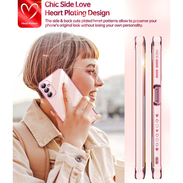 LeYi for Samsung Galaxy A15 5G Case: with Tempered Glass Screen Protector [2 Pcs]+ Full Camera Lens Protection,Love Heart Plating Girly Cute Luxury Shockproof Case, Cute Present for Mom, Dark Purple - DOKUTRONIX