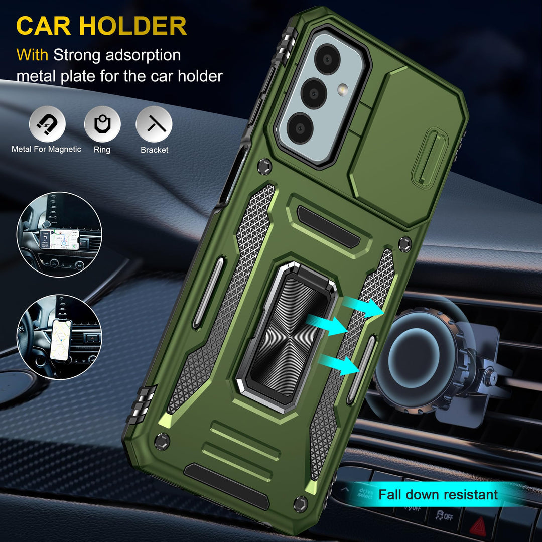 SunStory Phone Case for Samsung Galaxy A15 5G Case with HD Screen Protector & Slide Camera Cover & Rotated Ring Kickstand, [Military-Grade] Phone Case for Galaxy A15 5G (Red) - DOKUTRONIX