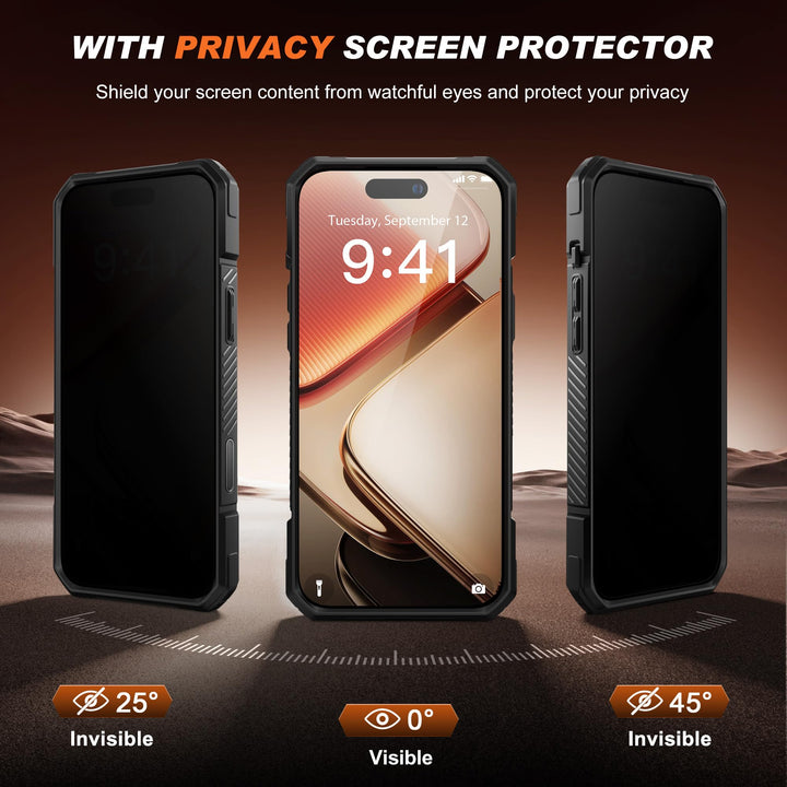 TONGATE 360° MagSafe Armor Case w/ Privacy & Camera Guard