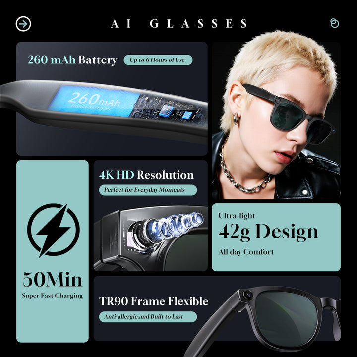 Visionary AI Glasses: 4K Vlogging & Open-Ear Audio