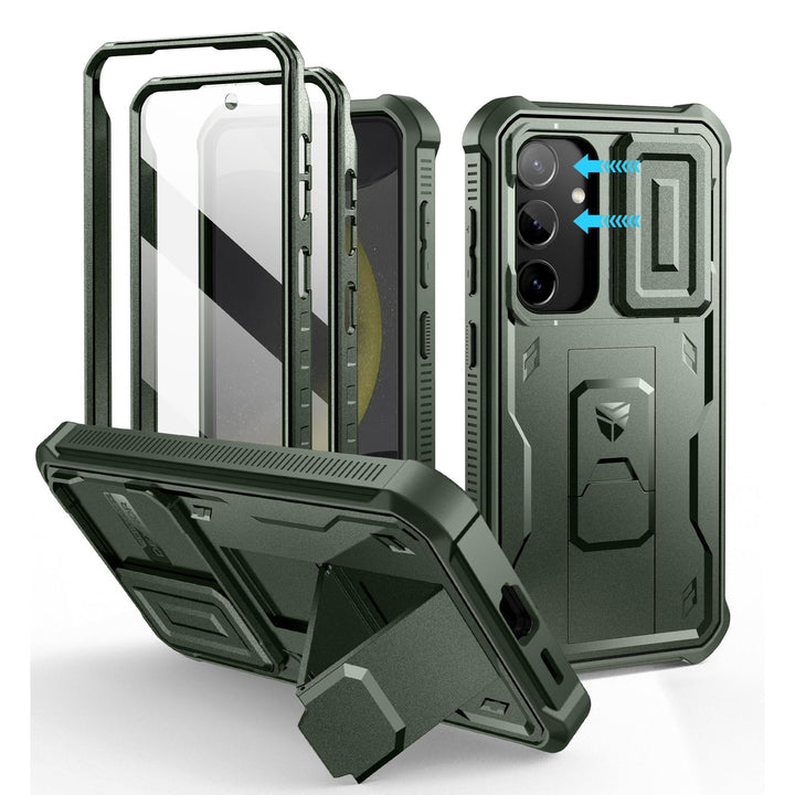 Dexnor for Samsung Galaxy S24 Case with Built-in Slide Camera Cover & Screen Protector & Kickstand, Heavy-Duty Shockproof Rugged Case Full-Body Bumper Protective Cover for Galaxy S24 (2024),Black - DOKUTRONIX