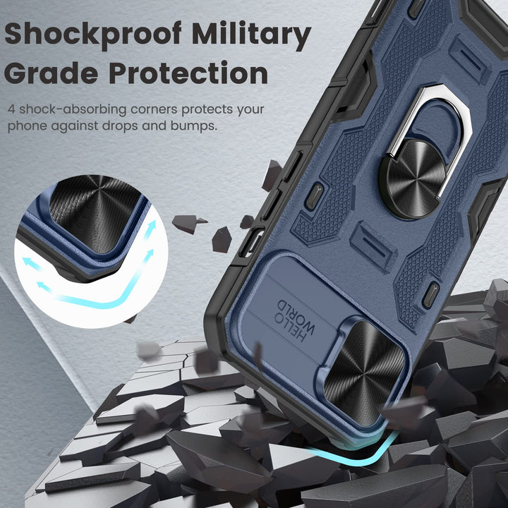 Caka iPhone 14 Plus Case – Belt-Clip Holster, Slide Camera Cover & 360° Stand (Green)