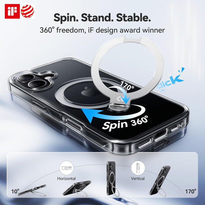 CASEKOO 360° MagSafe Clear Stand Case for iPhone 17 Pro Max