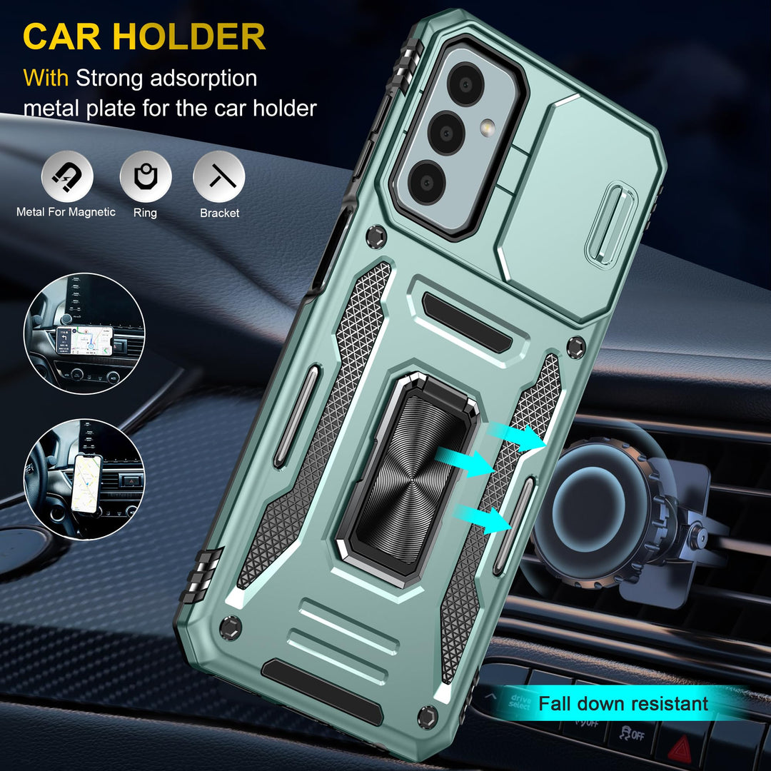 SunStory Phone Case for Samsung Galaxy A15 5G Case with HD Screen Protector & Slide Camera Cover & Rotated Ring Kickstand, [Military-Grade] Phone Case for Galaxy A15 5G (Red) - DOKUTRONIX