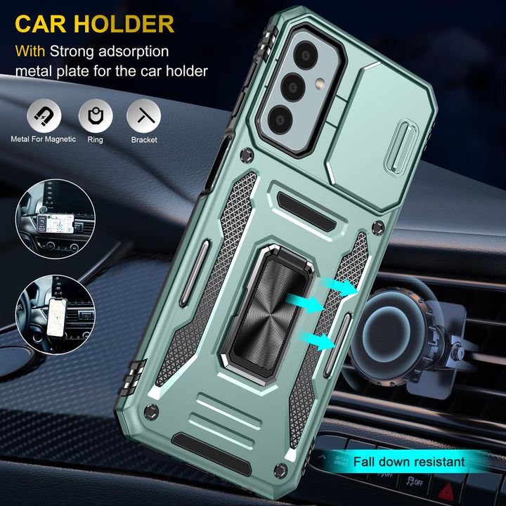 SunStory Phone Case for Samsung Galaxy A15 5G Case with HD Screen Protector & Slide Camera Cover & Rotated Ring Kickstand, [Military-Grade] Phone Case for Galaxy A15 5G (Red) - DOKUTRONIX