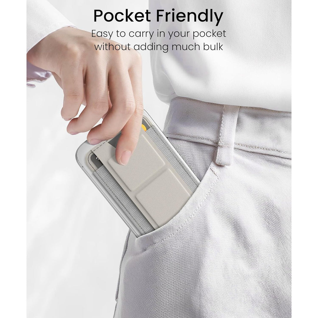 MagSafe Wallet Stand - Strong, RFID, 5 Card Fit - Stone - DOKUTRONIX