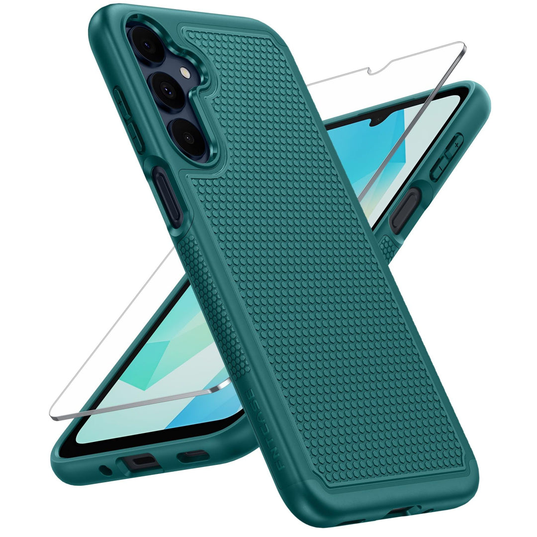 FNTCASE for Samsung Galaxy A14 5G Case: Dual Layer Protective Heavy Duty Cell Phone Cover Shockproof Rugged with Non Slip Textured Back - Military Protection Bumper Tough - 2023, 6.6inch (Matte Black) - DOKUTRONIX