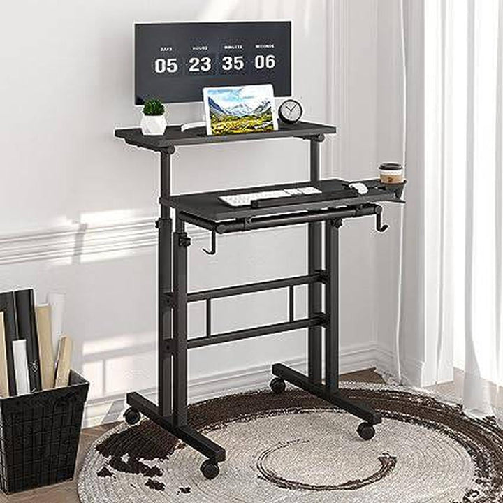 Rolling Stand Desk - Black - DOKUTRONIX