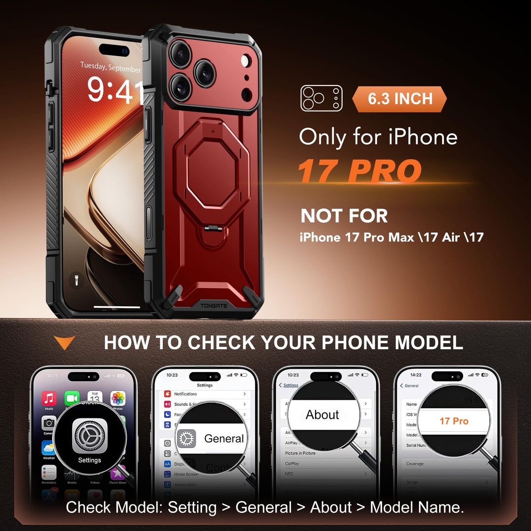 TONGATE 360° MagSafe Armor Case w/ Privacy & Camera Guard