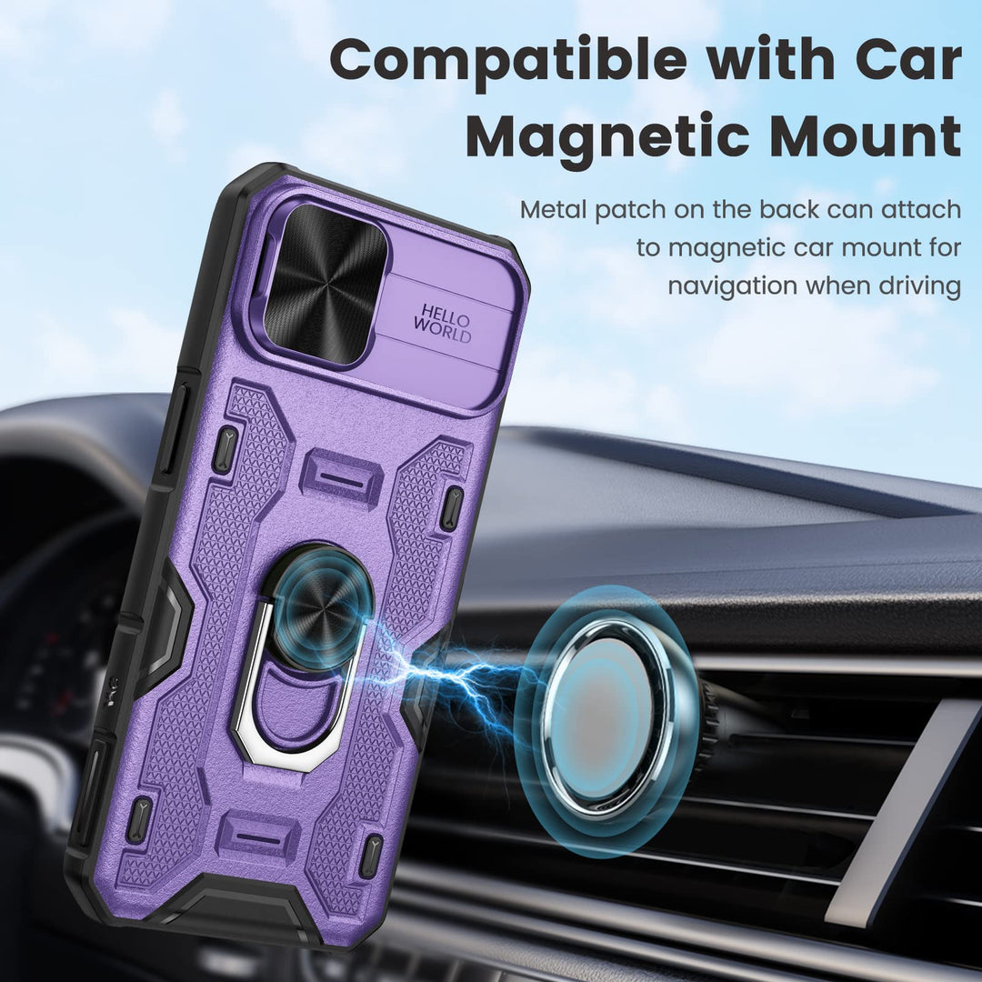 Caka iPhone 14 Plus Case – Belt-Clip Holster, Slide Camera Cover & 360° Stand (Green)