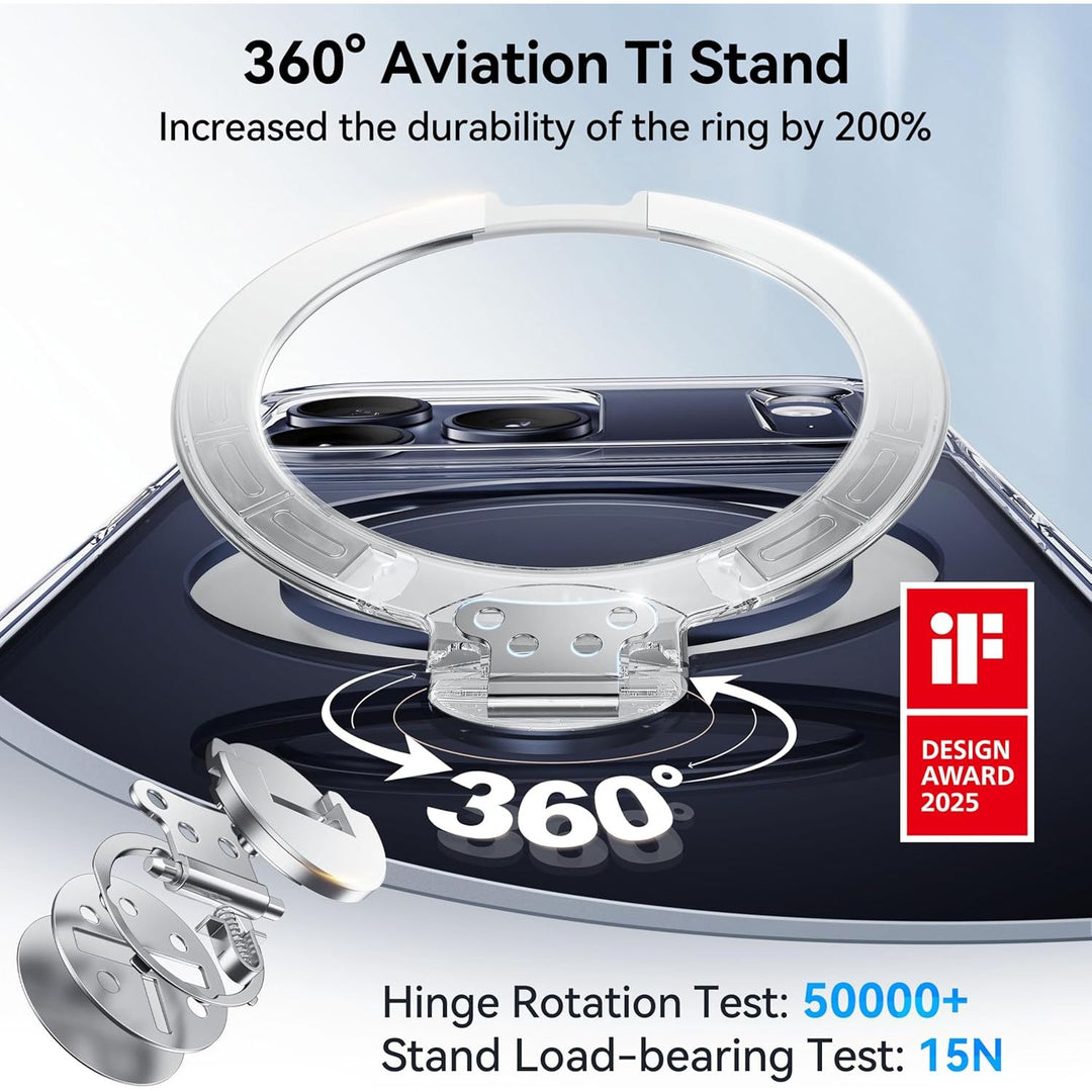 CASEKOO 360° MagSafe Clear Stand Case for iPhone 17 Pro Max