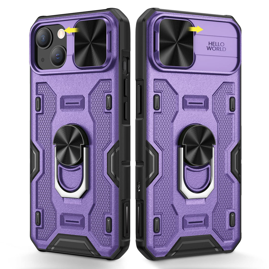 Caka iPhone 14 Plus Case – Belt-Clip Holster, Slide Camera Cover & 360° Stand (Green)