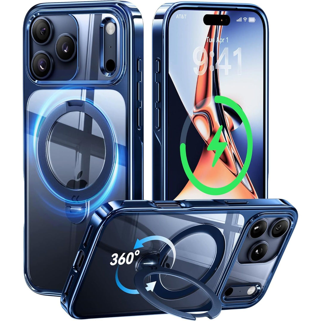 CASEKOO 360° MagSafe Clear Stand Case for iPhone 17 Pro Max