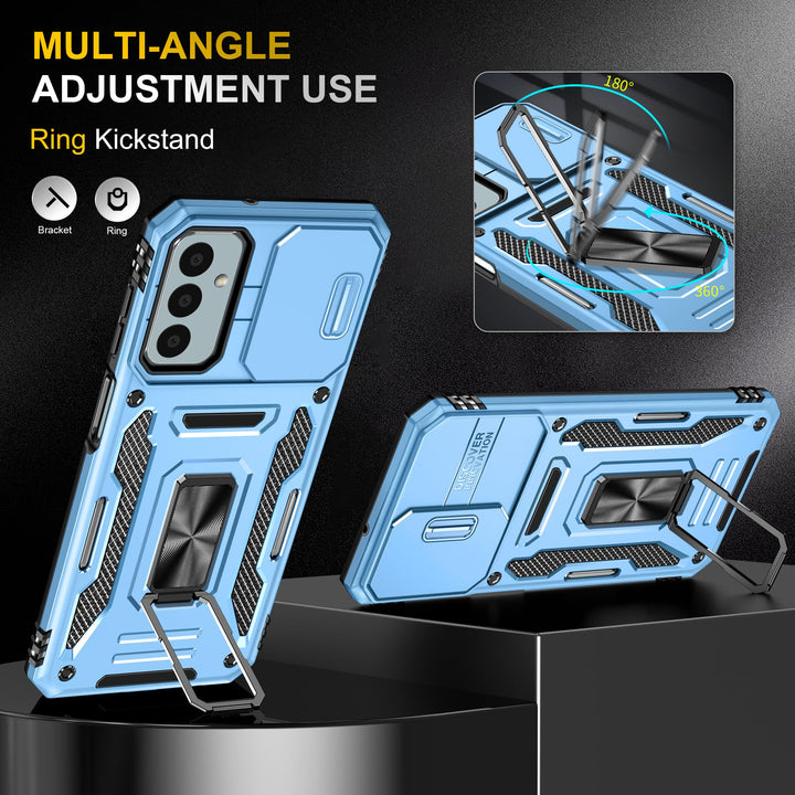 SunStory Phone Case for Samsung Galaxy A15 5G Case with HD Screen Protector & Slide Camera Cover & Rotated Ring Kickstand, [Military-Grade] Phone Case for Galaxy A15 5G (Red) - DOKUTRONIX