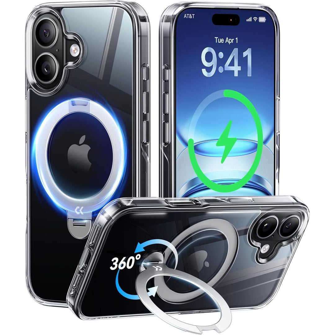 CASEKOO 360° MagSafe Clear Stand Case for iPhone 17 Pro Max