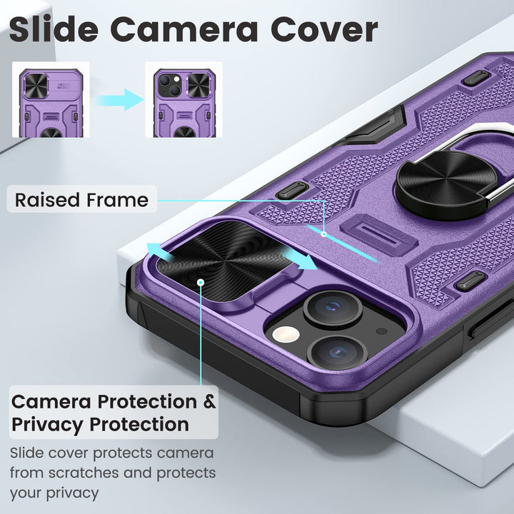 Caka iPhone 14 Plus Case – Belt-Clip Holster, Slide Camera Cover & 360° Stand (Green)