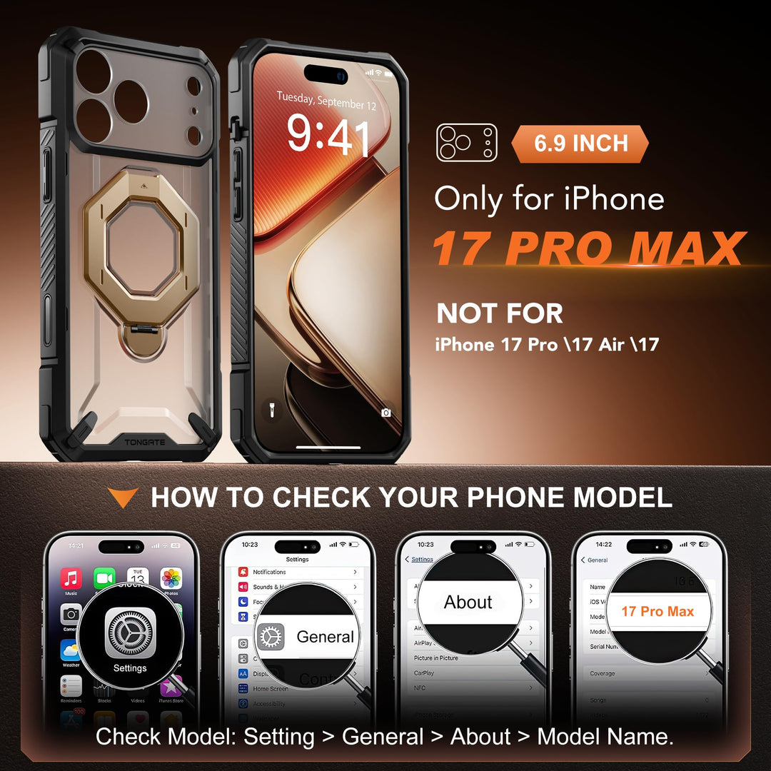 TONGATE 360° MagSafe Armor Case w/ Privacy & Camera Guard