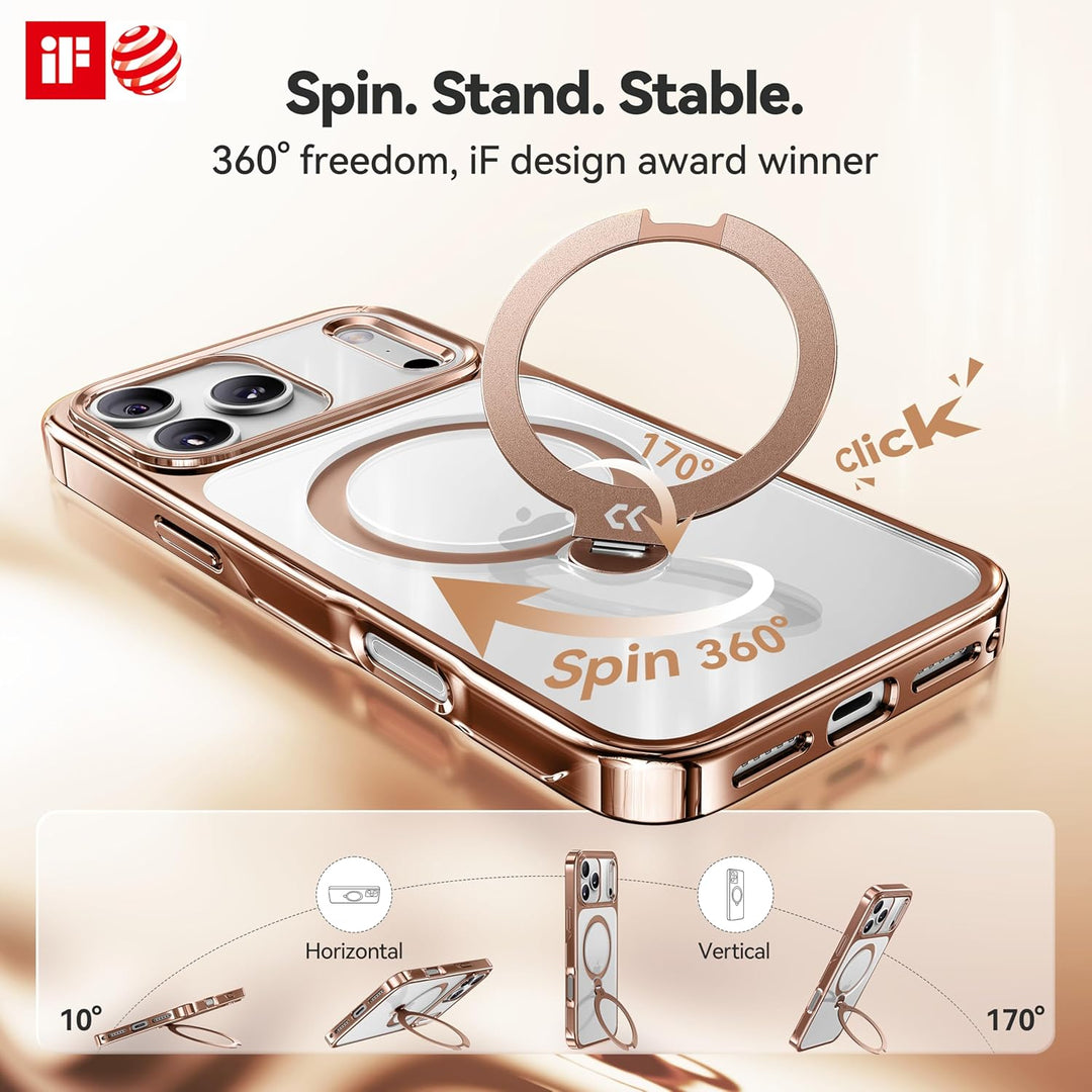 CASEKOO 360° MagSafe Clear Stand Case for iPhone 17 Pro Max