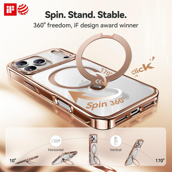 CASEKOO 360° MagSafe Clear Stand Case for iPhone 17 Pro Max