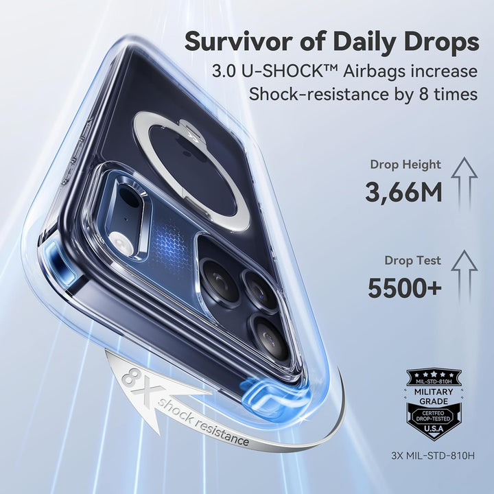 CASEKOO 360° MagSafe Clear Stand Case for iPhone 17 Pro Max