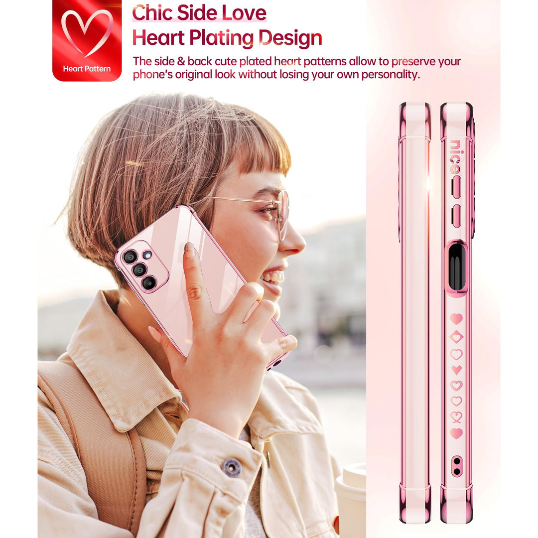 LeYi for Samsung Galaxy A15 5G Case: with Tempered Glass Screen Protector [2 Pcs]+ Full Camera Lens Protection,Love Heart Plating Girly Cute Luxury Shockproof Case, Cute Present for Mom, Dark Purple - DOKUTRONIX