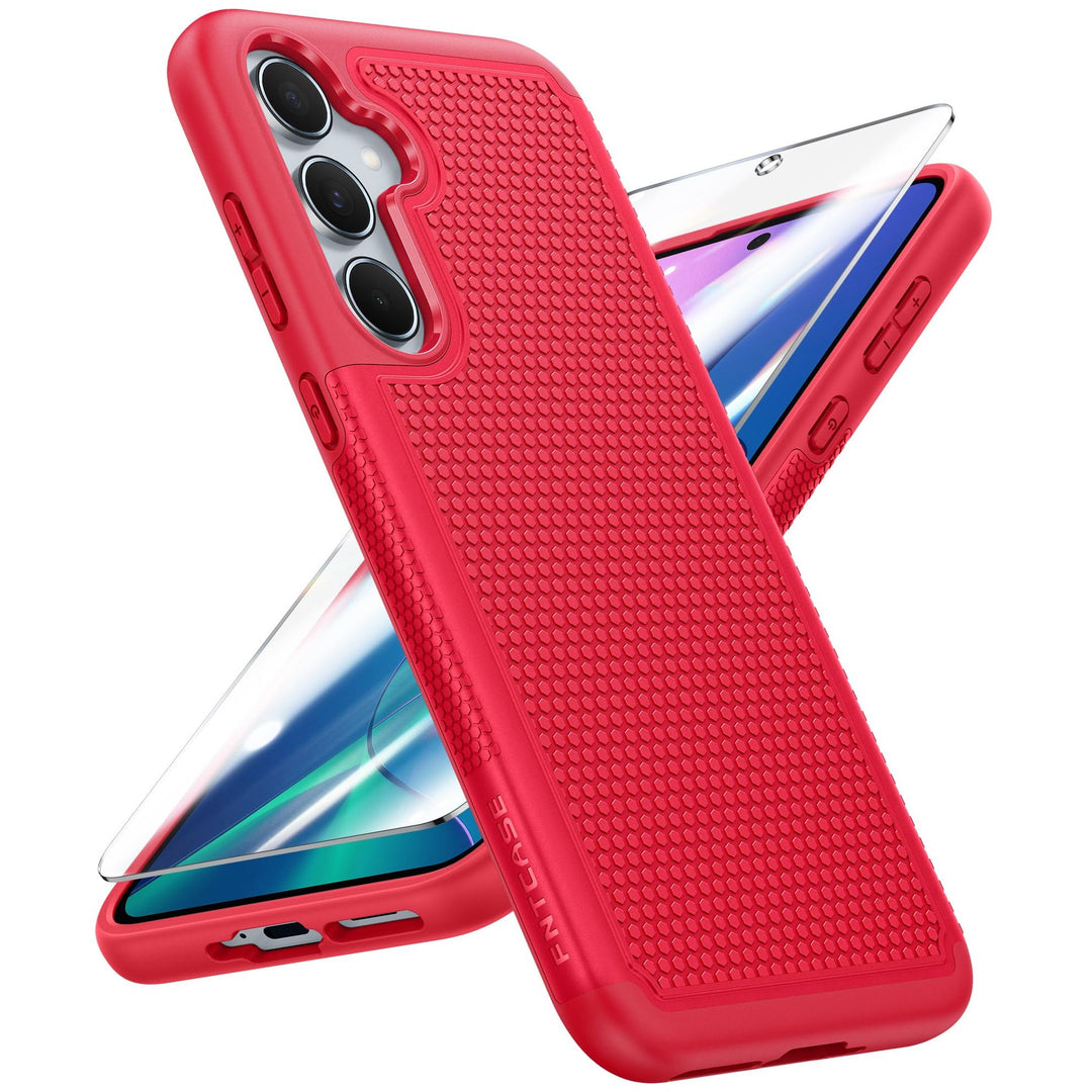 FNTCASE for Samsung Galaxy A14 5G Case: Dual Layer Protective Heavy Duty Cell Phone Cover Shockproof Rugged with Non Slip Textured Back - Military Protection Bumper Tough - 2023, 6.6inch (Matte Black) - DOKUTRONIX