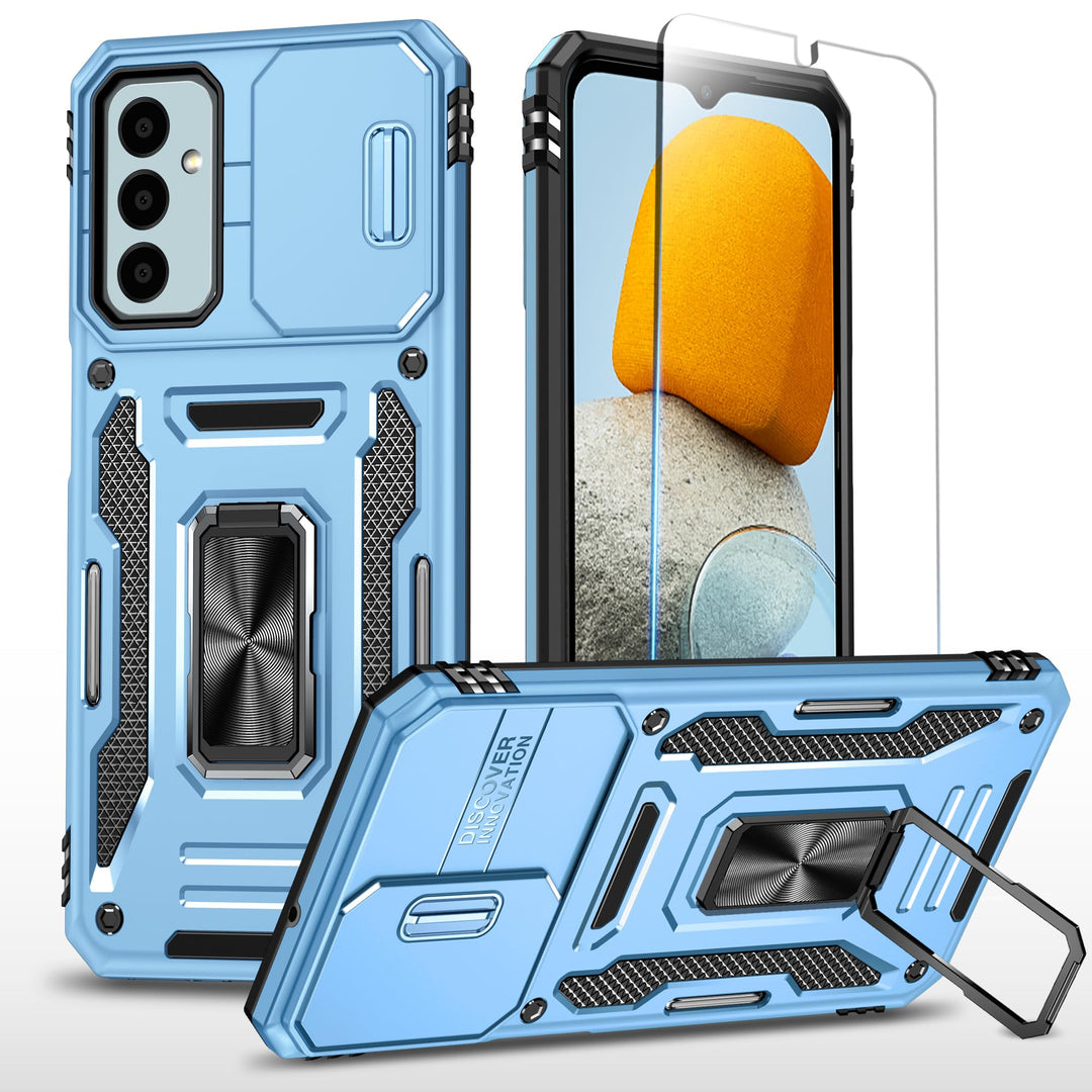 SunStory Phone Case for Samsung Galaxy A15 5G Case with HD Screen Protector & Slide Camera Cover & Rotated Ring Kickstand, [Military-Grade] Phone Case for Galaxy A15 5G (Red) - DOKUTRONIX