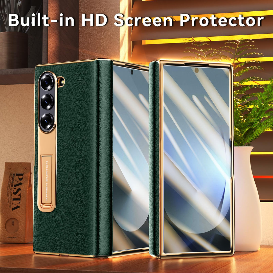 Galaxy ZFold 6 Luxe Leather Shield Case - Green