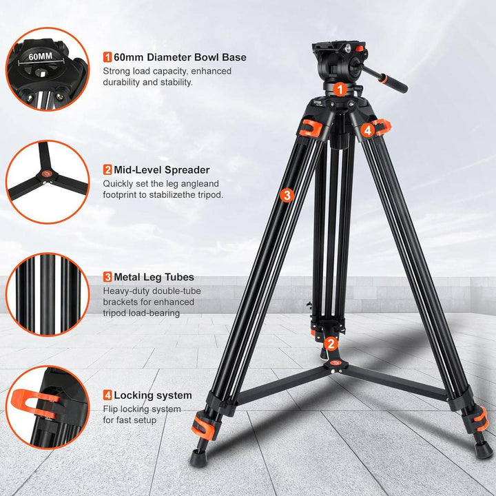 ProVideo 72 Heavy-Duty Tripod with Fluid Head - DOKUTRONIX