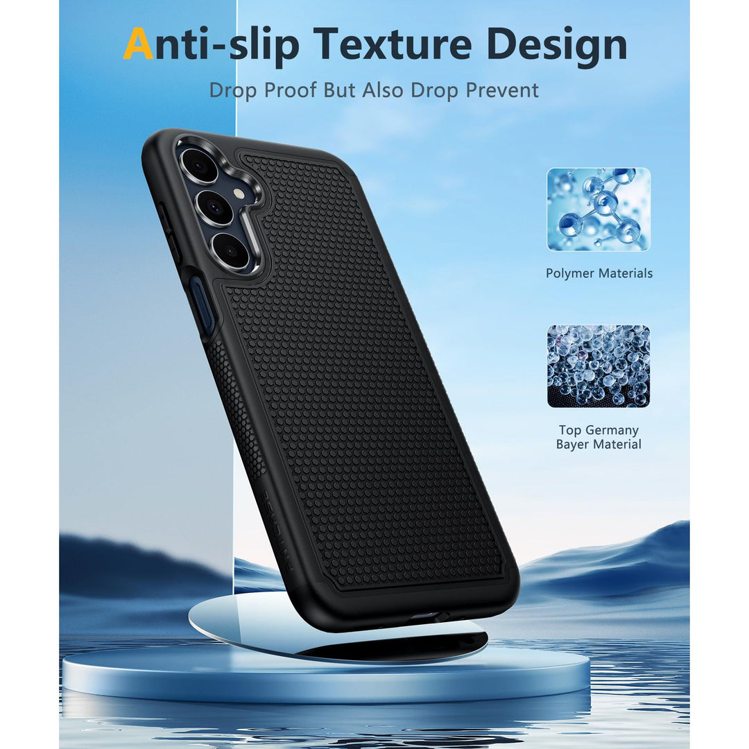 FNTCASE for Samsung Galaxy A14 5G Case: Dual Layer Protective Heavy Duty Cell Phone Cover Shockproof Rugged with Non Slip Textured Back - Military Protection Bumper Tough - 2023, 6.6inch (Matte Black) - DOKUTRONIX