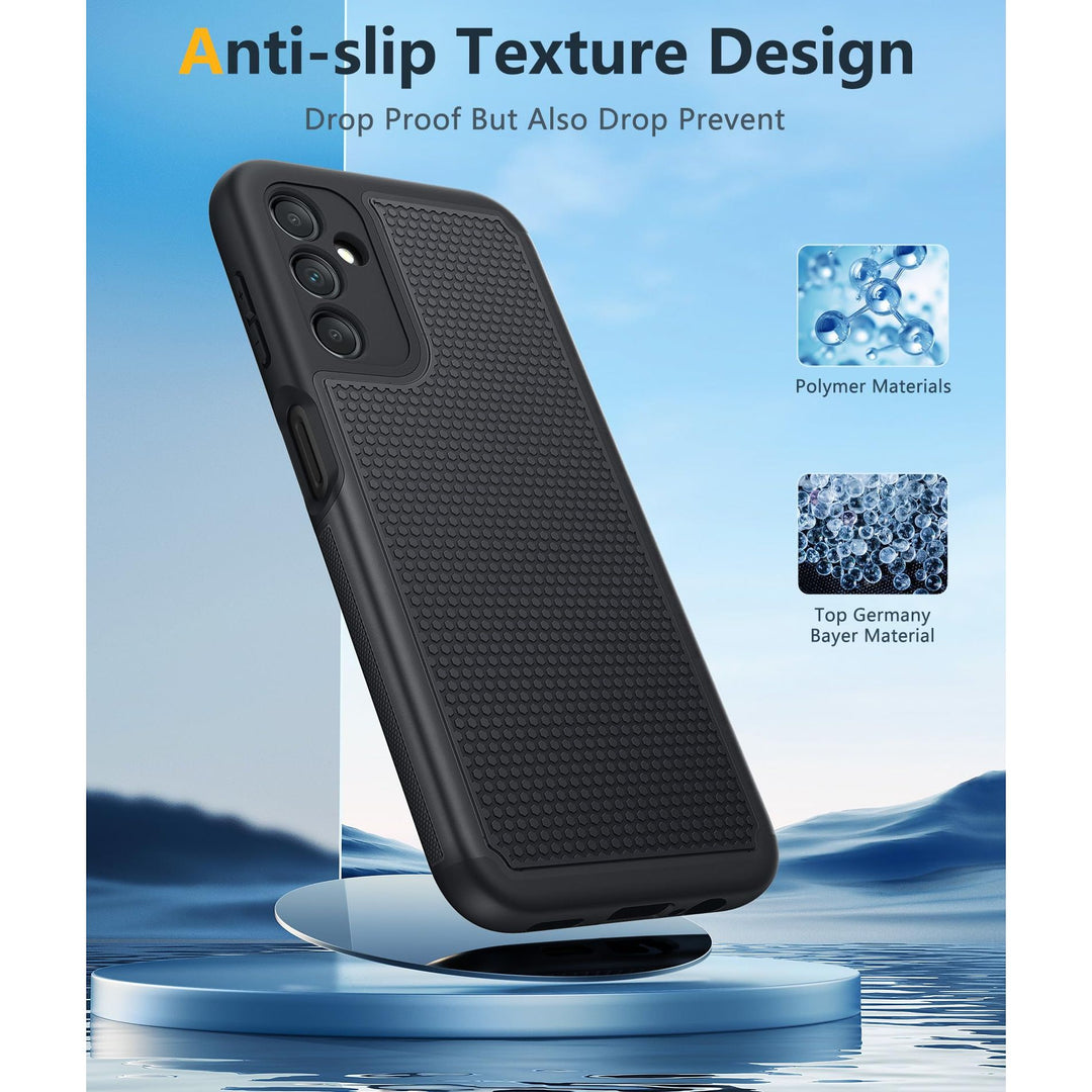 FNTCASE for Samsung Galaxy A14 5G Case: Dual Layer Protective Heavy Duty Cell Phone Cover Shockproof Rugged with Non Slip Textured Back - Military Protection Bumper Tough - 2023, 6.6inch (Matte Black) - DOKUTRONIX