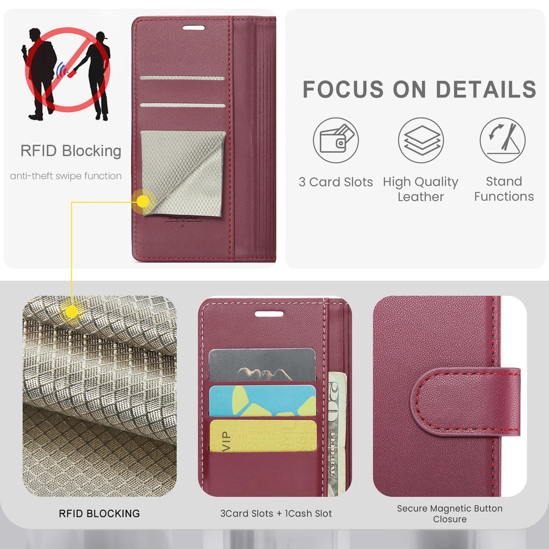 iPhone 16 Pro RFID Wallet Case - Purple Flip Cover