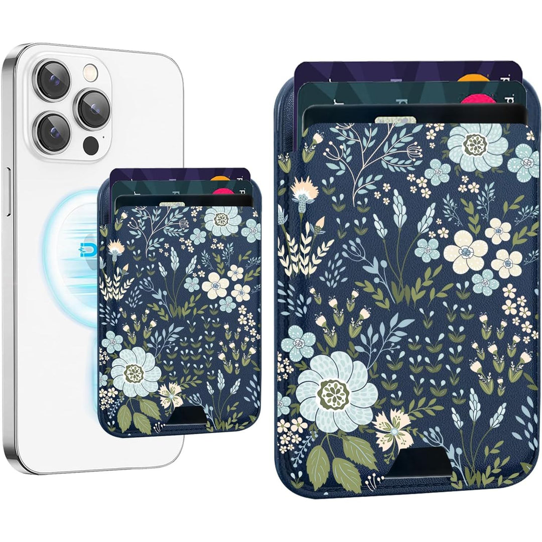 Magnetic Wallet - Blue Daisy - DOKUTRONIX