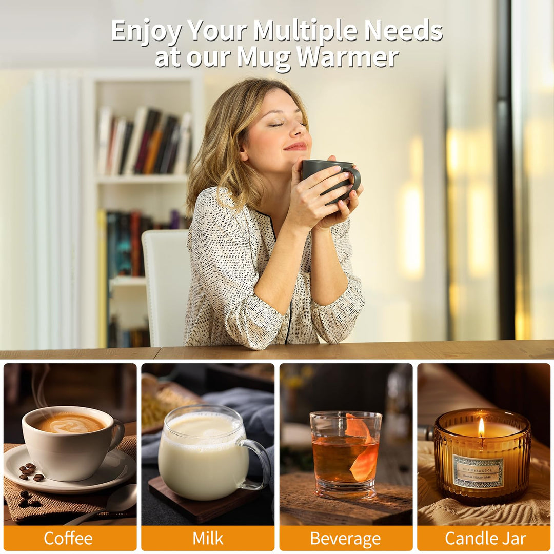 HeatMate Mug Warmer & Set - Coffee and Beverage Warmer with Auto Shut Off (Black)
